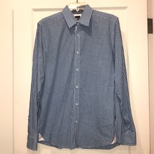Blue & white Hugo boss button down dress shirt